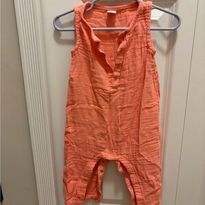 Old Navy Coral Orange Sleeveless Baby Romper